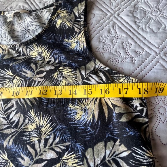 Briggs Sleeveless Linen Blend Tropical Maxi Dress Pockets on the side Size Small - Picture 5 of 7